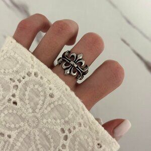 Sku0160 Silver Floral Women Y2K Fashion Retro Ring Stainless steel + gift bag